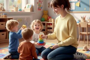 Jeune fille de 3ème dans une crèche